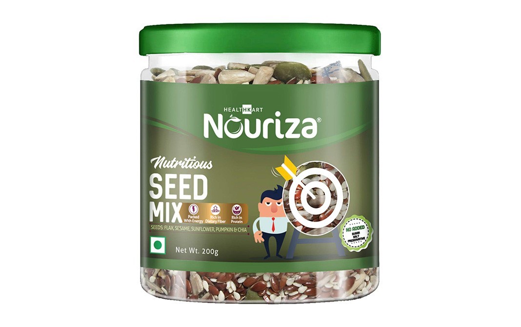 Nouriza Nutritious Seed Mix (Flax, Sesame, Sunflower, Pumpkin & Chia)   Plastic Jar  200 grams